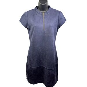 Kensie Women's Knee Length Faux Suede Blue Shift Dress Size 0